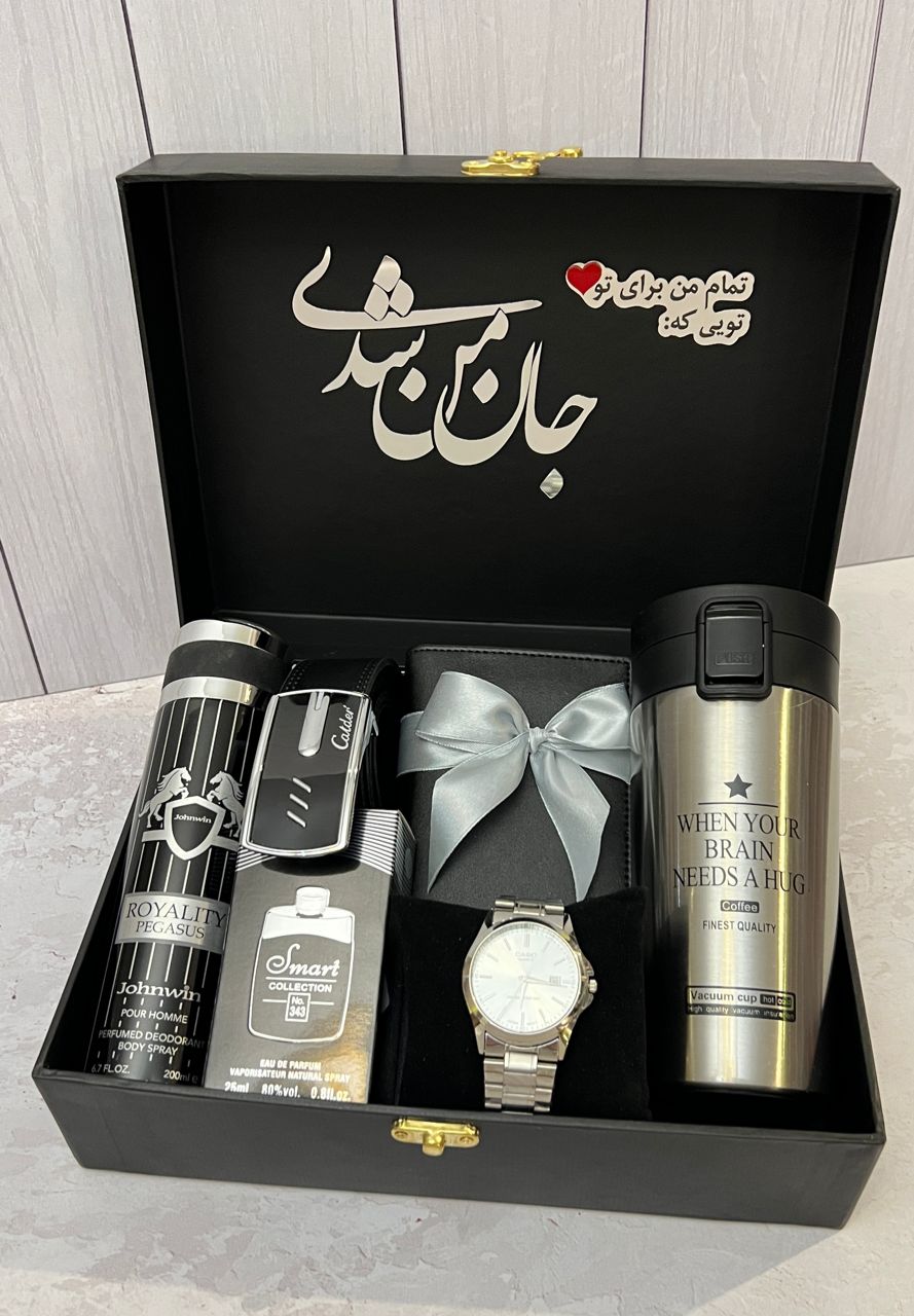 پک هدیه لاکچری نقره ای مردانه هدیه عالی ولنتاین تولد ۱۱۴