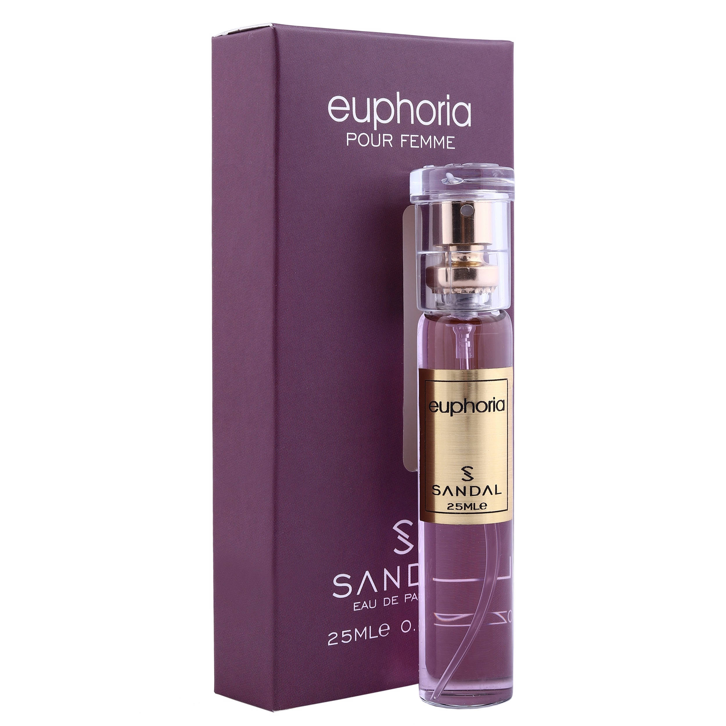 عطر جیبی زنانه صندل مدل ایفوریا با رایحه شیرین حجم 25 میلی‌لیتر